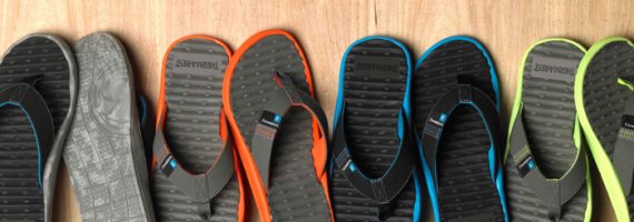 Therm-a-Rest branded sandals made with Freewaters